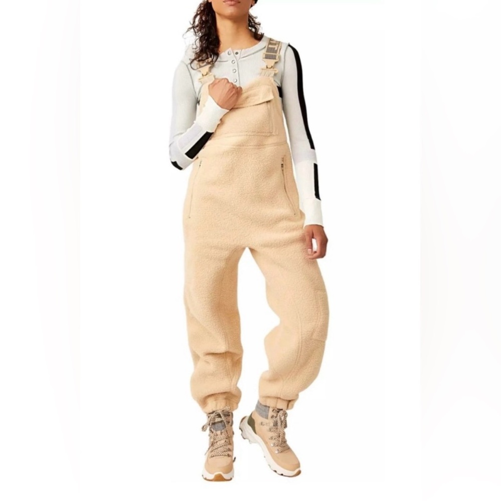 Free People Movement Hit the Slopes Salopette, Beige, Size Small, NWT